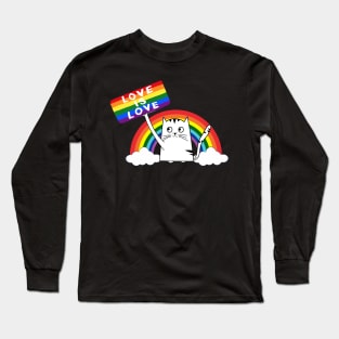 LGBT Cat Love Is Love Purride Gay Pride Cat Long Sleeve T-Shirt